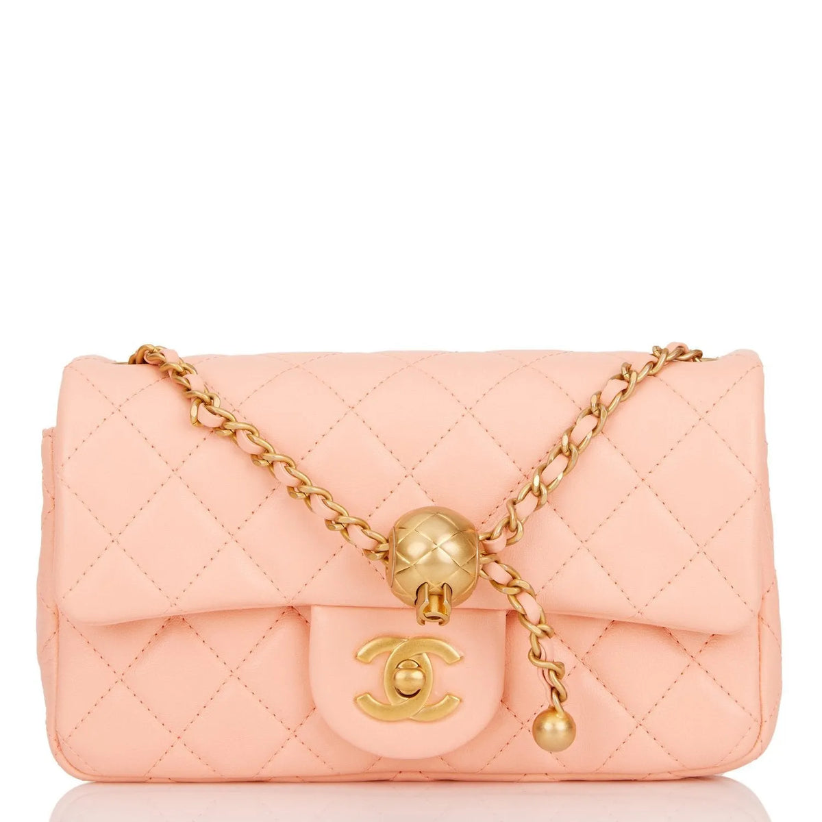 Peach Lambskin Mini Rectangular Flap Bag E546019
