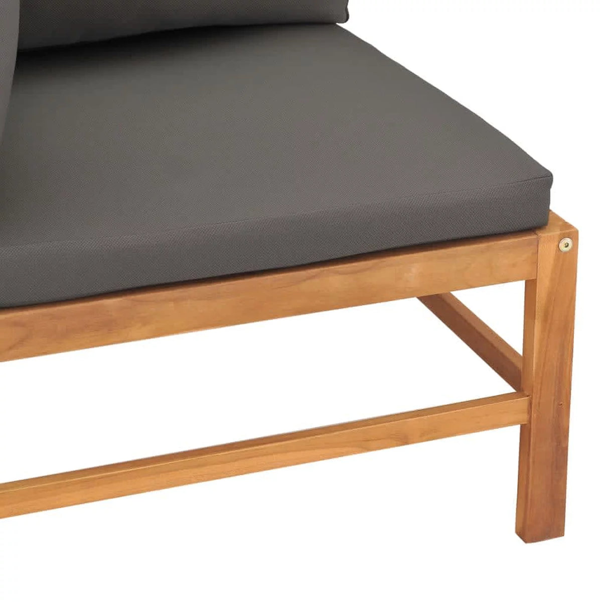 2 pcs Dark Gray Cushions Solid Teak Wood Corner Sofas Q39210