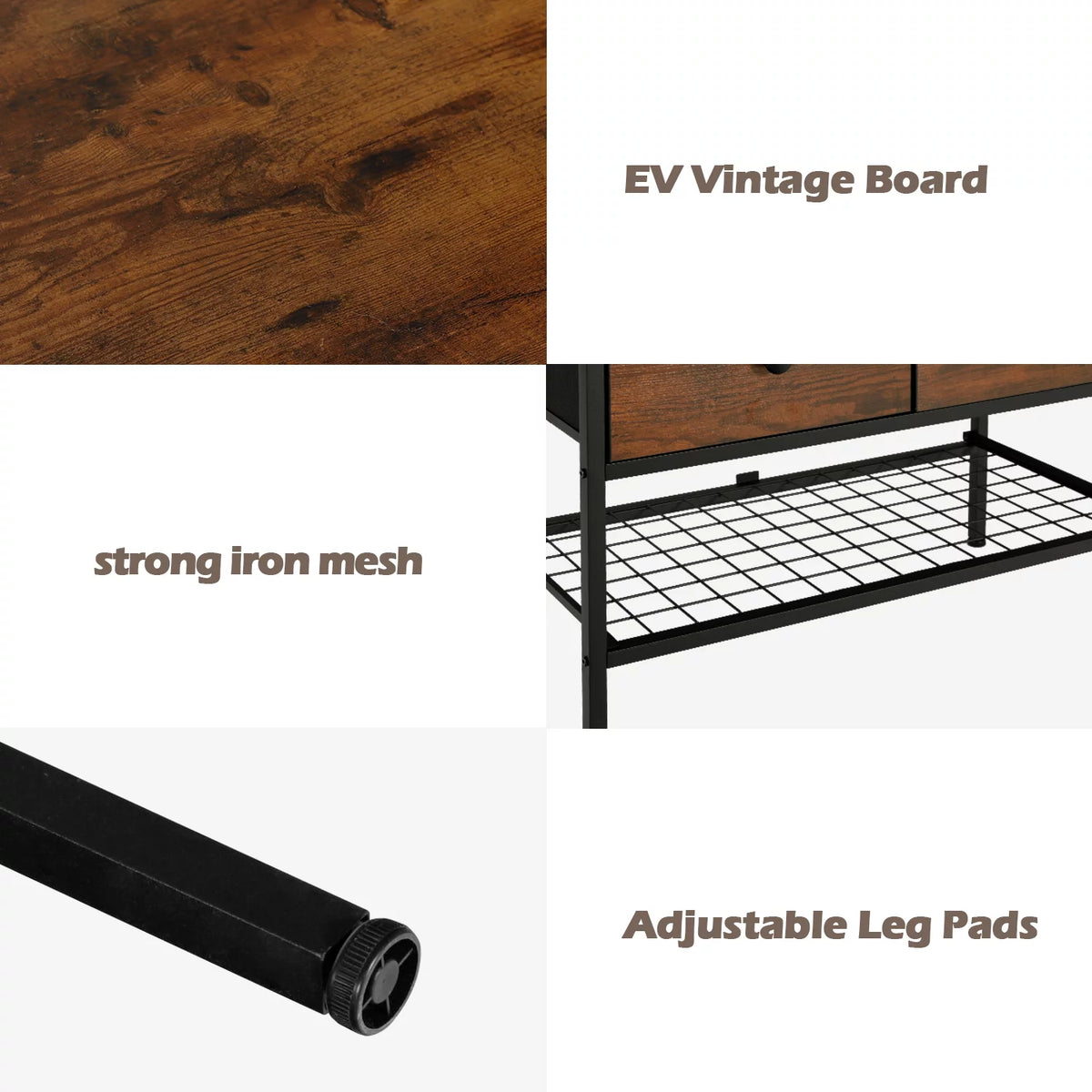 Free Standing Clothes Rack with Shelves Drawers and Hooks D57767