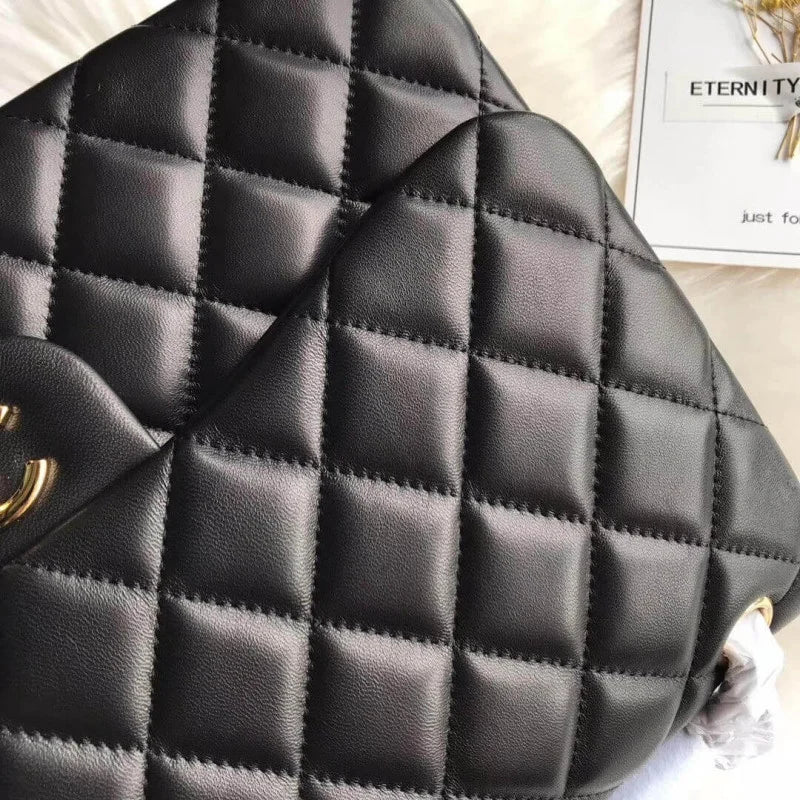 Black Lambskin Flap Bag W746