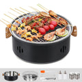 Charcoal BBQ Grill Portable Camping Grill Tabletop Korean Barbecue Grill Black T181916