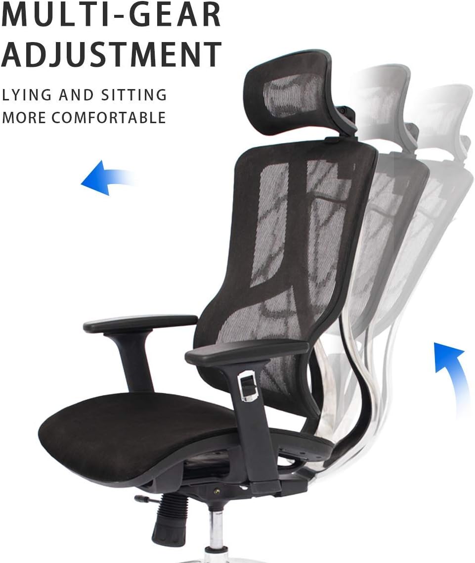 Black Ergonomic Mesh Office Chair with Headrest and 3D Armrest O3536