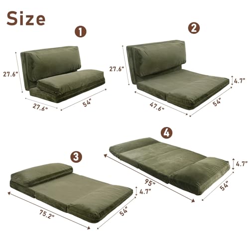 Folding Sofa Bed Floor Mattress with Faux Fur Washable Cover, Pink, 30x95 Inch N76853
