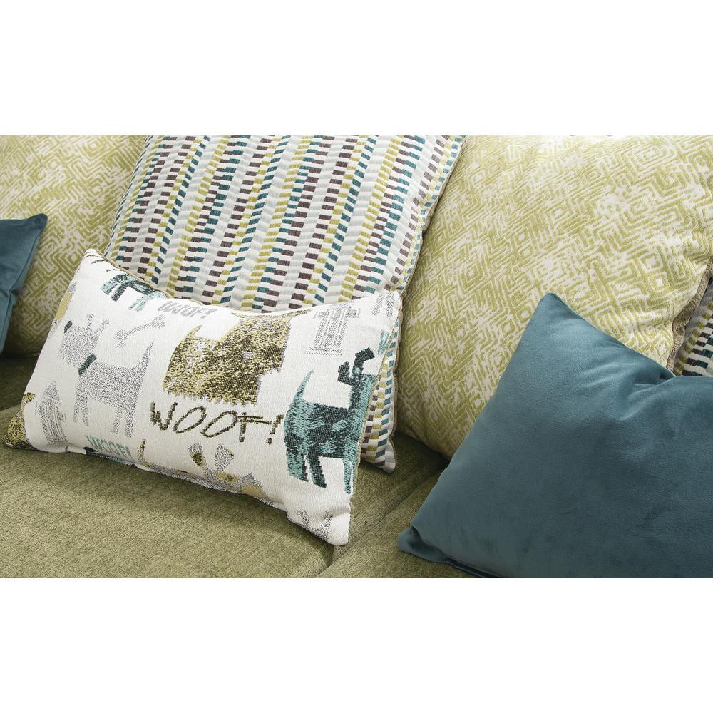 Green Sofa with Eight Throw Pillows L9742