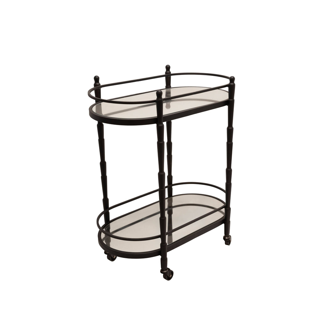 Black 2 Tier Oval Metal Bar Cart N1163
