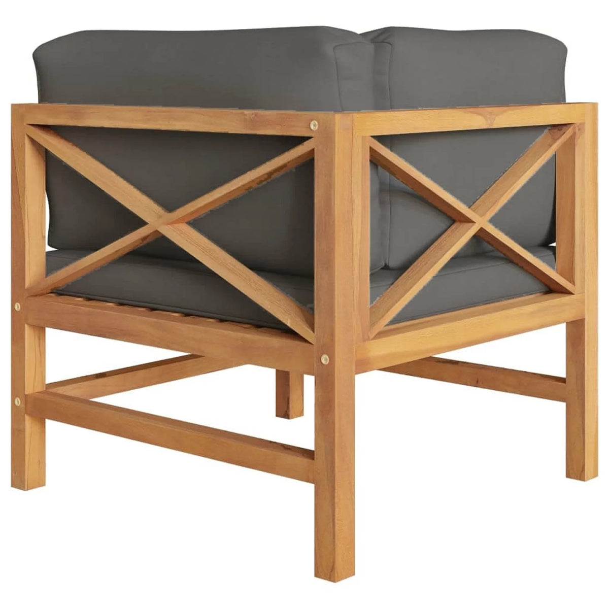 2 pcs Dark Gray Cushions Solid Teak Wood Corner Sofas Q39210