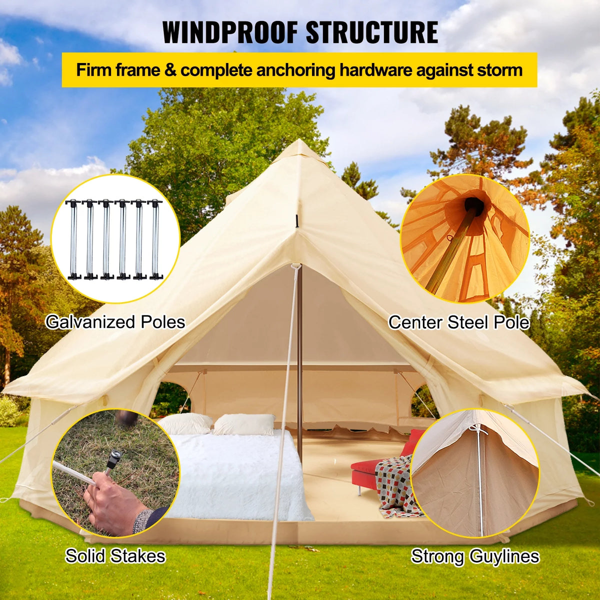 Waterproof Cotton Canvas Bell Tent A912
