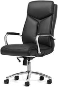 Bonded Leather Executive Rolling Swivel Chair with Chrome Metal Components H8656