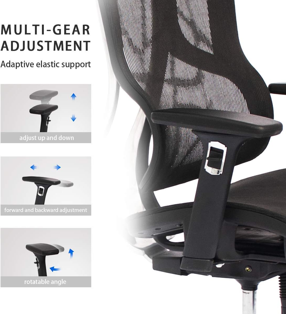 Black Ergonomic Mesh Office Chair with Headrest and 3D Armrest O3536