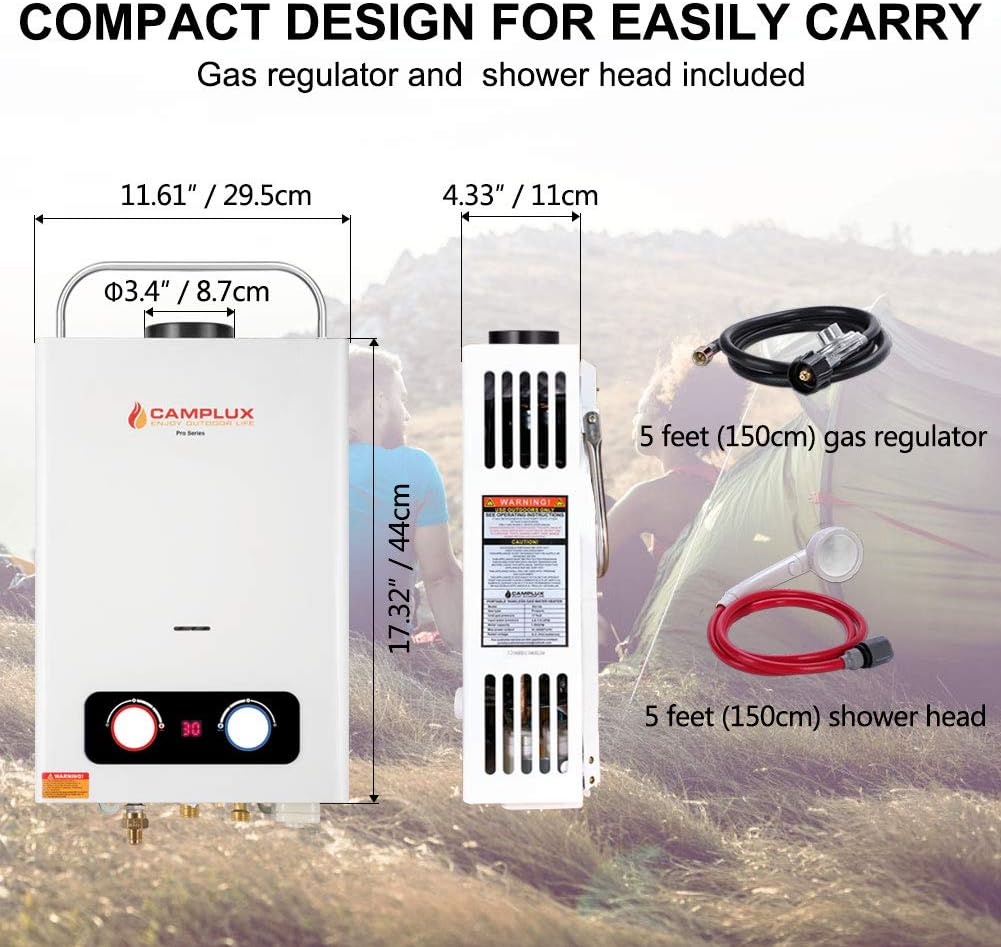 1.58 GPM Tankless Propane Water Heater with Portable Handle, White Z7211