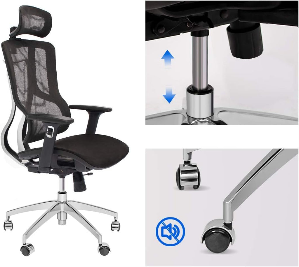 Black Ergonomic Mesh Office Chair with Headrest and 3D Armrest O3536