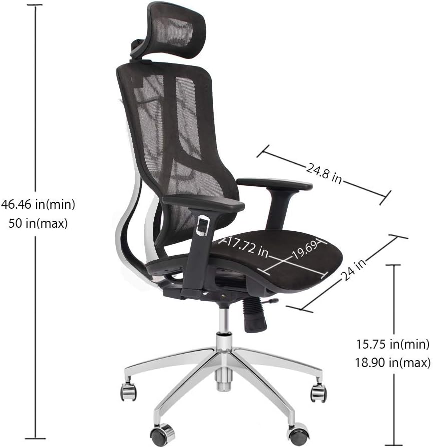 Black Ergonomic Mesh Office Chair with Headrest and 3D Armrest O3536