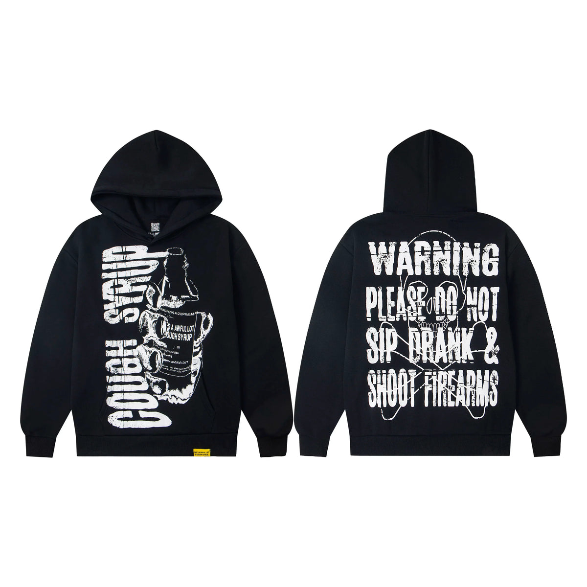 That’s A Awful Lot Of Cough Syrup Warning Graphic Black Pullover Hoodie