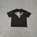 Derschutze Black Oriental Jade‑Ornament Cloud Chest‑Embroidered Boxy Tee