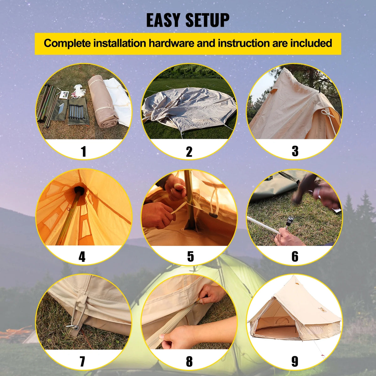 Waterproof Cotton Canvas Bell Tent A912