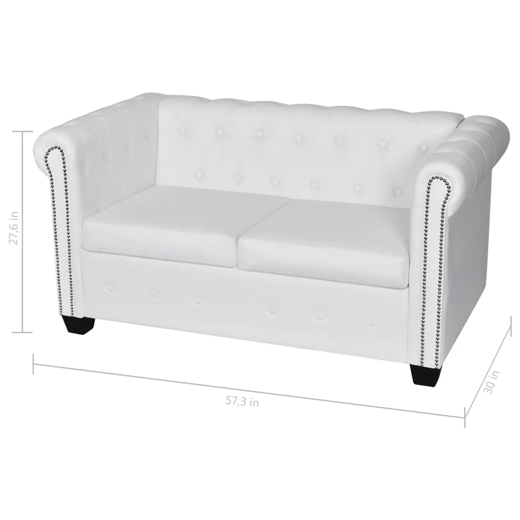 White 2-Seater Artificial Leather Sofa U959