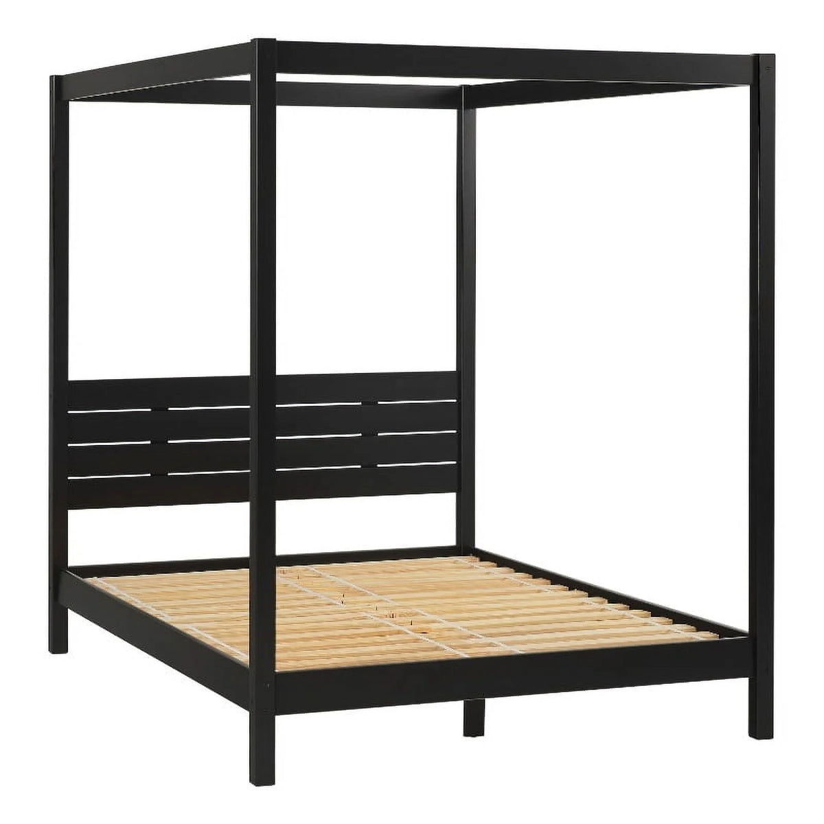 Solid Wood Queen Canopy Bed - Black H21624