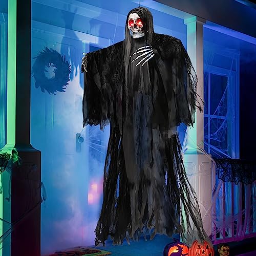 Hanging Grim Reaper Halloween Decoration with Glowing Eyes and Sound J4066