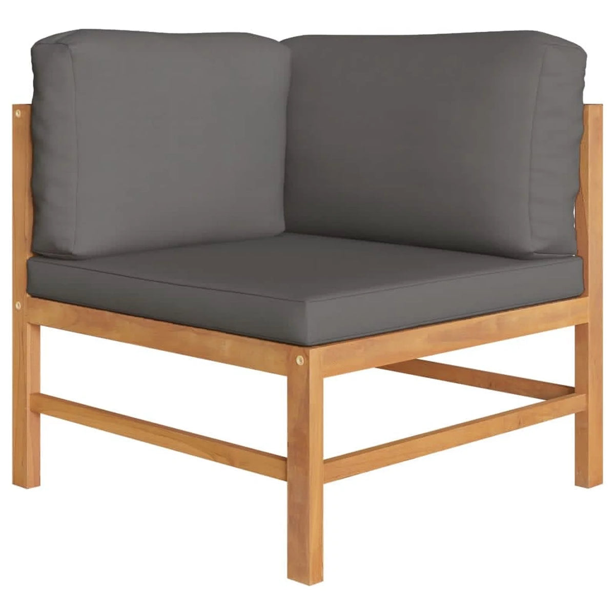 2 pcs Dark Gray Cushions Solid Teak Wood Corner Sofas Q39210