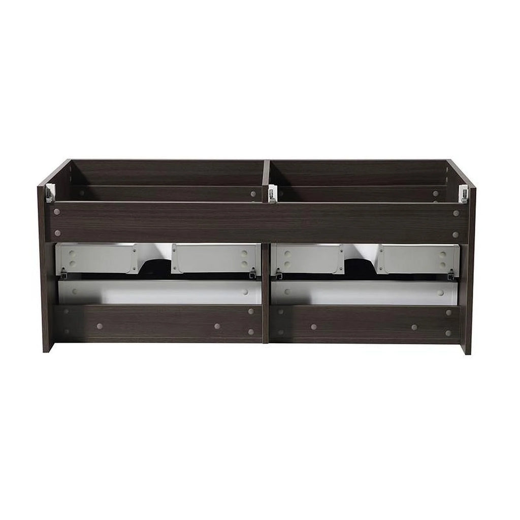 60" Wall Hung Double Sinks Wood Bathroom Cabinet in Gray Oak M1297