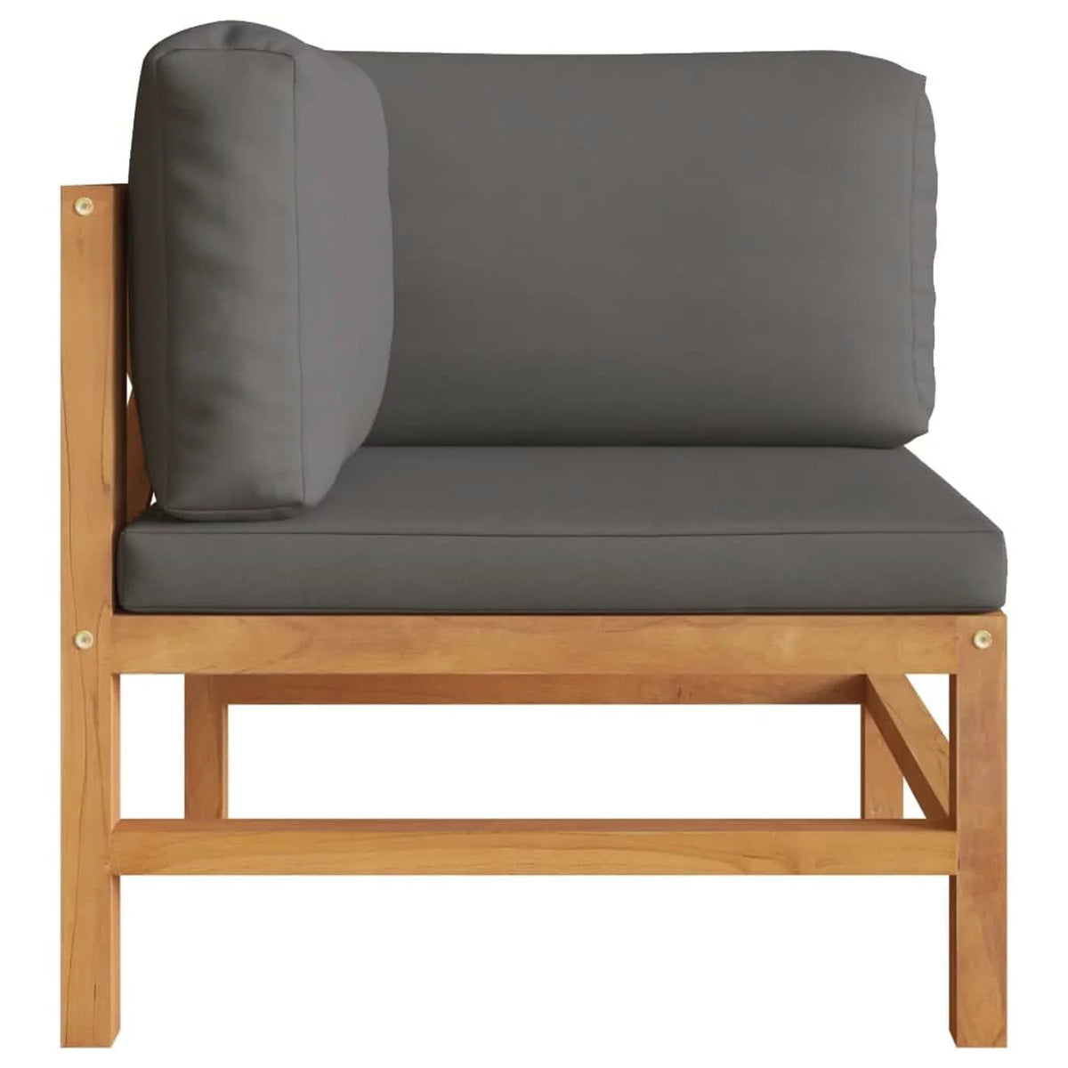2 pcs Dark Gray Cushions Solid Teak Wood Corner Sofas Q39210