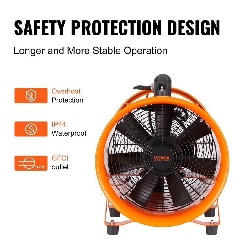 12 in. Heavy Duty Portable Blower Fan with Duct Hose S401